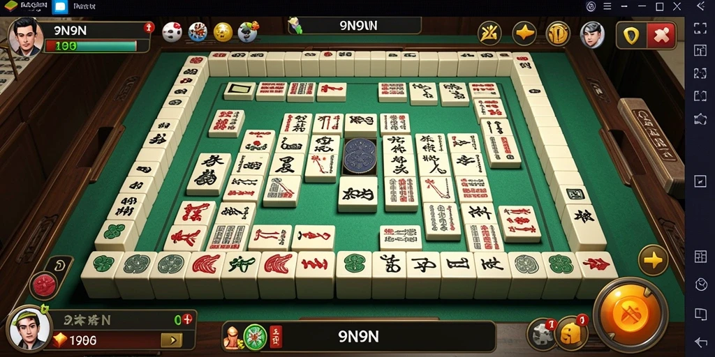 Screenshot gameplay 9N9N menampilkan aksi Mahjong yang seru dan interaktif.