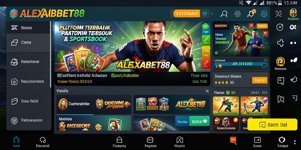 Screenshot ALEXABET88 menampilkan tampilan aplikasi sportsbook yang menarik.
