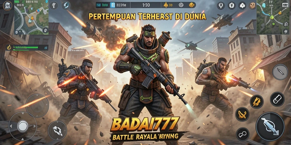 Tangkapan layar BADAI777 menampilkan momen seru dalam pertempuran Battle Royale.