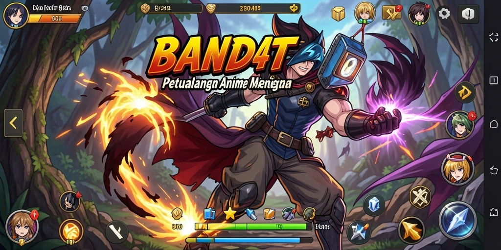 Tangkapan layar gameplay BANDIT4D yang menunjukkan aksi anime yang mendebarkan.