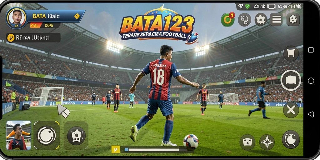 Tampilan gameplay BATA123 dengan aksi sepak bola yang mendebarkan.