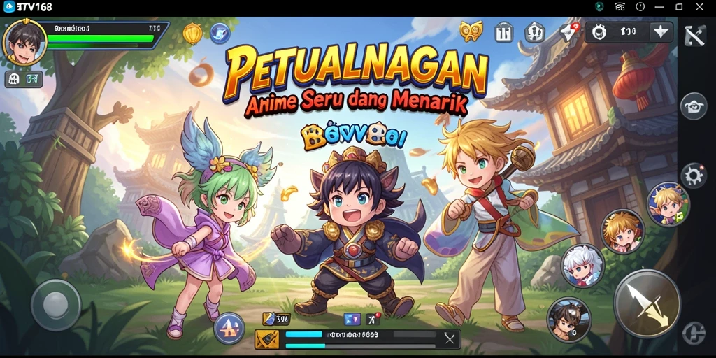 Gameplay seru BTV168 dengan karakter anime ikonik.