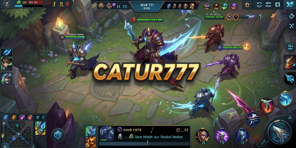 Screenshot dari gameplay seru CATUR777 yang menunjukkan aksi pertempuran MOBA.