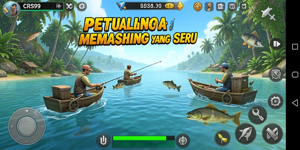 Tampilan gameplay CRS99 yang mendebarkan saat menangkap ikan.