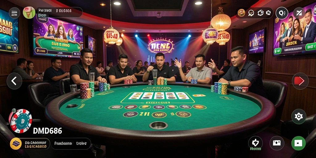 Tampilan gameplay Live Casino di DMD686 yang menegangkan dan interaktif.