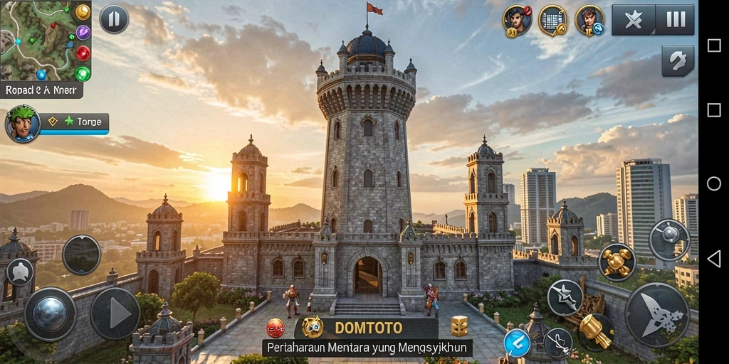 Tampilan menarik dari gameplay DOMTOTO dalam mengatur menara pertahanan.