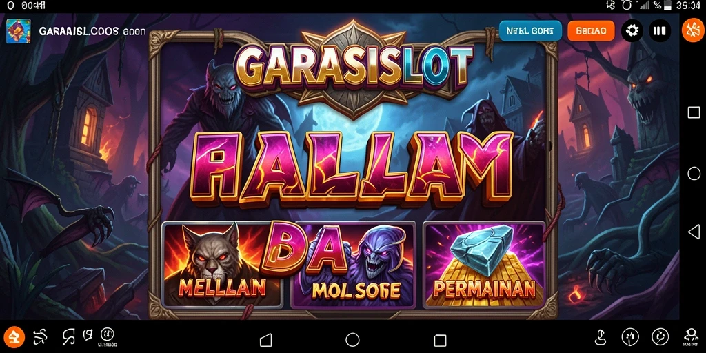 Screenshot gameplay GARASISLOT menampilkan suasana menyeramkan dan ketegangan mendebarkan.