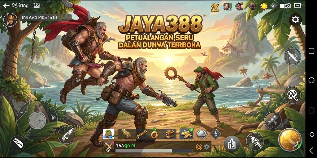 Tangkapan layar menunjukkan petualangan seru dalam dunia terbuka JAYA388.
