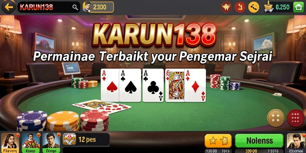 Tampilan utama gameplay Poker yang seru dan mendebarkan di KARUN138.