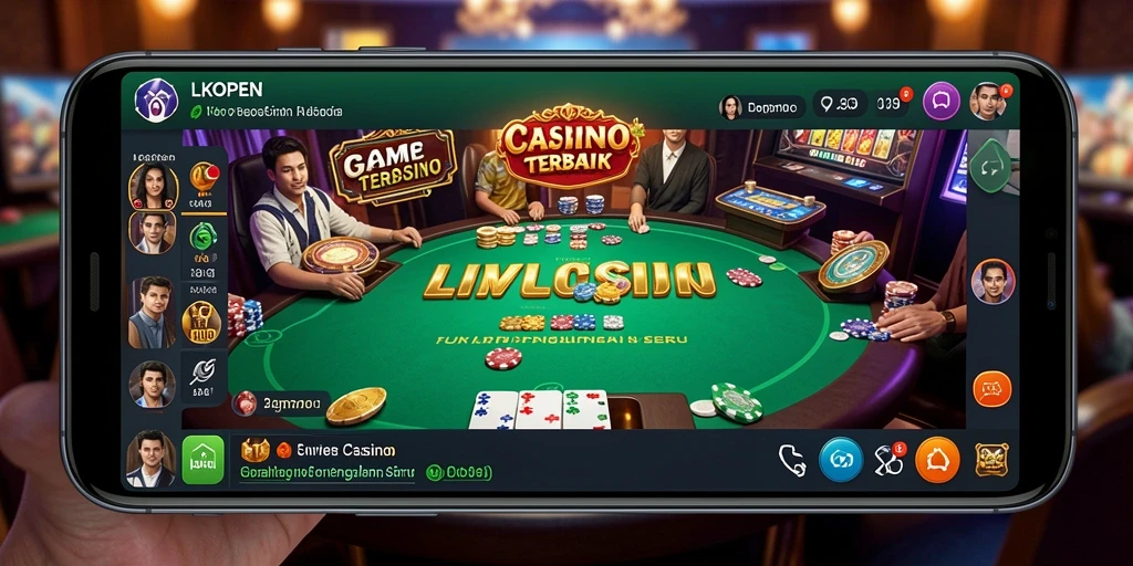 Tangkapan layar gameplay <strong>LKOPEN</strong> yang menampilkan dealer profesional dan permainan langsung.