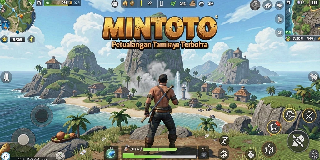 Screenshot gameplay MINTOTO yang menampilkan petualangan seru di dunia terbuka.