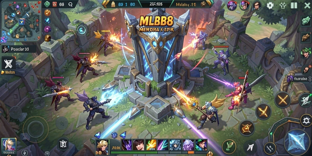 Gambaran gameplay epik dalam Tower Defense di MLBB8.