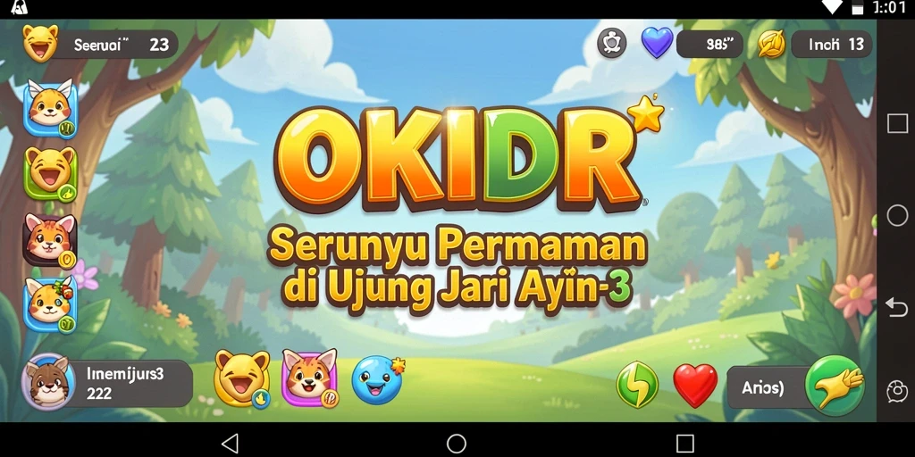 Screenshot OKIDR menampilkan gameplay Match-3 yang menakjubkan dan penuh warna.