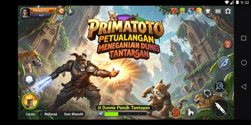 Gameplay seru dalam PRIMATOTO dengan dunia petualangan yang luas.