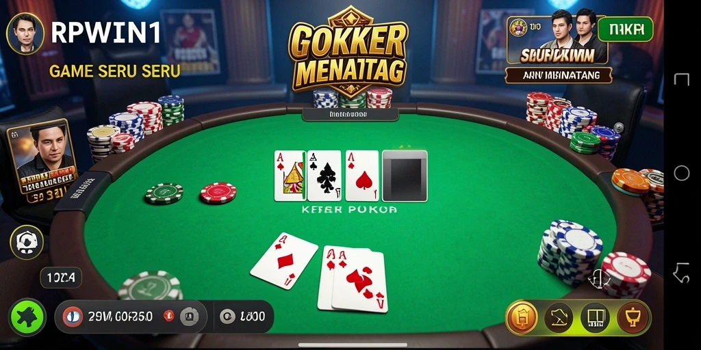 Tampilan menarik dari gameplay Poker di RPWIN1 yang mengasyikkan.