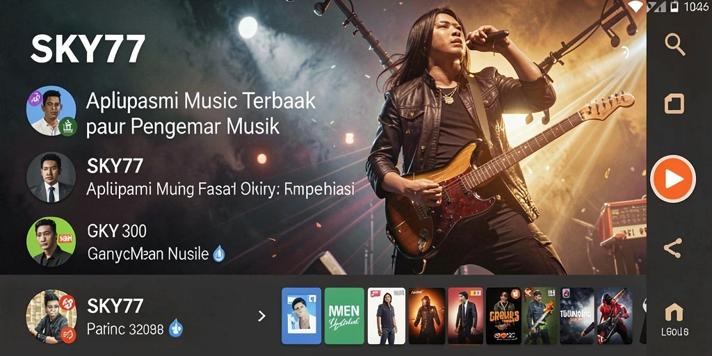 Screenshot gameplay <strong>SKY77</strong> menampilkan antarmuka aplikasi musik yang menarik.