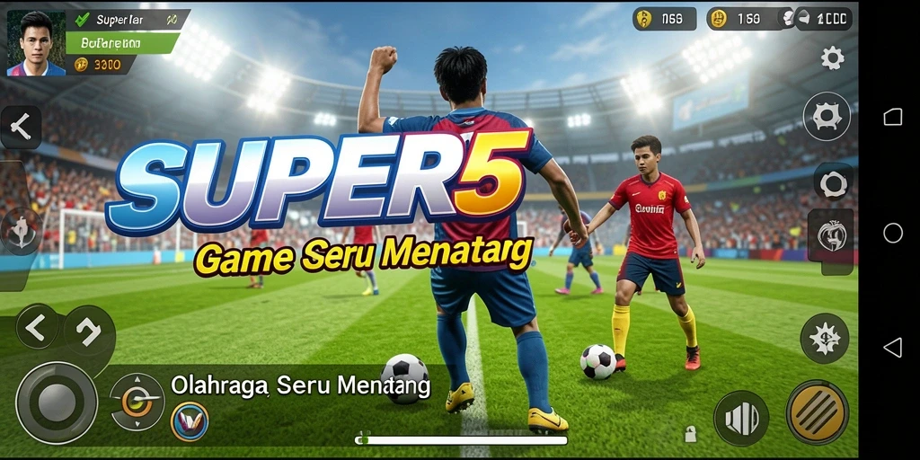 Screenshot SUPER5 menampilkan aksi seru dalam game olahraga.