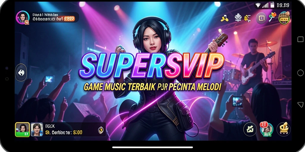 Tangkapan layar utama SUPERSVIP menampilkan gameplay menarik dari aplikasi musik.